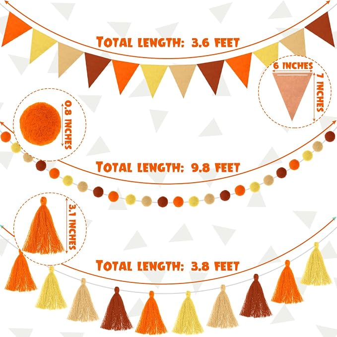 Irenare 9.8 ft Pom Pom Garland for Classroom Felt Rainbow Garland Back to - Image 2