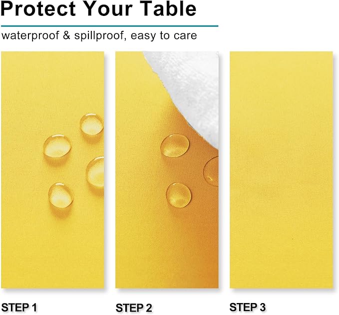 Hiasan 2 Pieces Yellow Rectangle Tablecloth - Spillproof and Waterproof Washable Table Cloth for Dining Room Kitchen Camping, 54 x 108 Inch