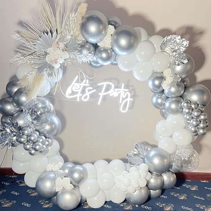 White and Silver Balloon Arch Kit, Engagements, Baby Shower, Anniversary Party - Image 6