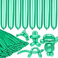 LXZFCRG Metallic Green 260 Long Balloons 100pcs Shiny Chrome Green Latex by LXZFCRG