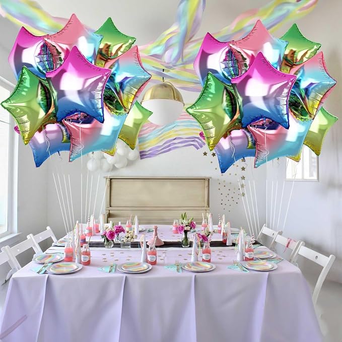 Gradient Color Star Foil Balloons, 18 Inch Rainbow Stars Shape Foil Helium - Image 5