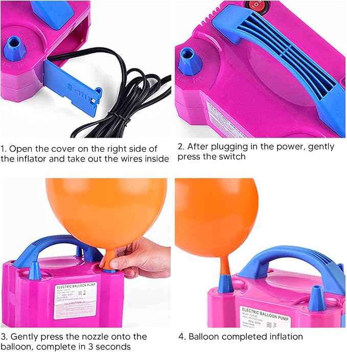 600W Electric Air Balloon Pump Dual Nozzle Automatic Balloon Inflator Blowing - Image 2