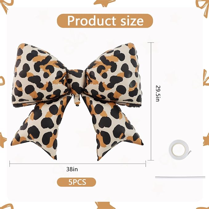 38 Inches Bow Balloon Leopard Print - Image 2