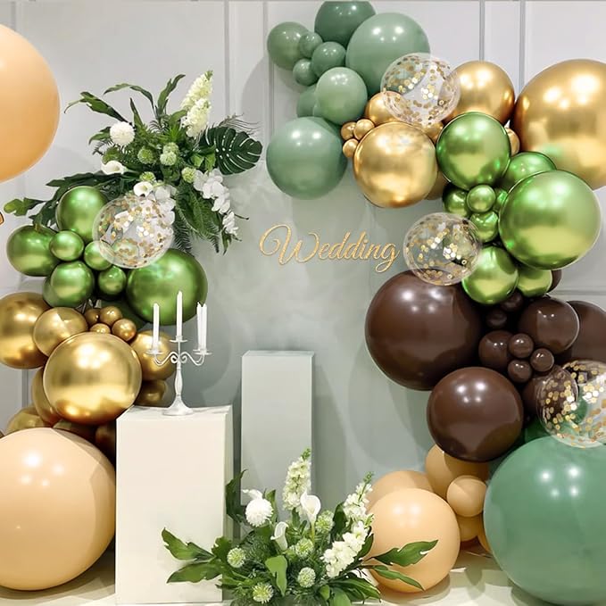 Sage Green Brown Nude Gold Balloon Garland Arch Kit - Image 7