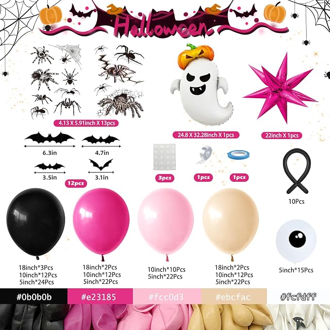 187pcs Halloween Balloon Garland Arch kit, Spider Ghost Star Foil Balloon | Hot - Image 8