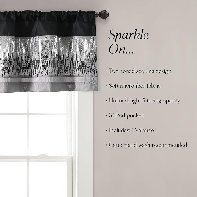 Lush Decor Night Sky Sequins Valance Curtain Single - Image 6