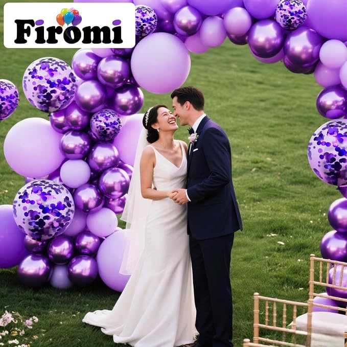 Firomi Metallic Chrome Purple Balloons Set 12-inch 70 Pack | Purple and Premium - Image 5