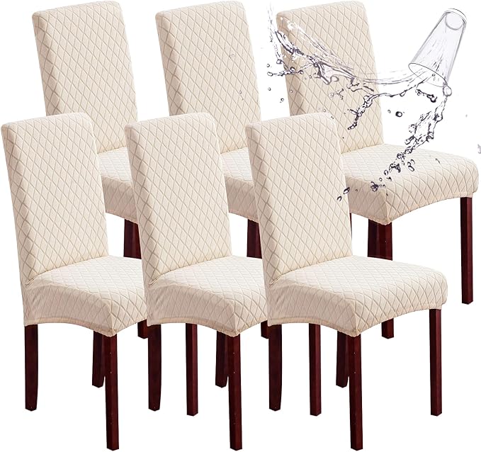 Waterproof Dining Chair Covers Set of 6 Parsons Chair Slipcovers | Double by Genina