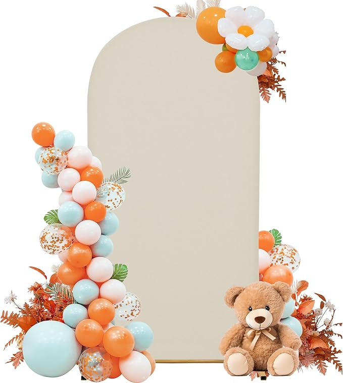 Wedding Arch Cover 5FT Arch Backdrop Cover Spandex Fitted Arch Cover for Round Top Chiara Backdrop Stand Covers for Wedding Birthday Party Baby Shower Banquet Ceremony Decoration