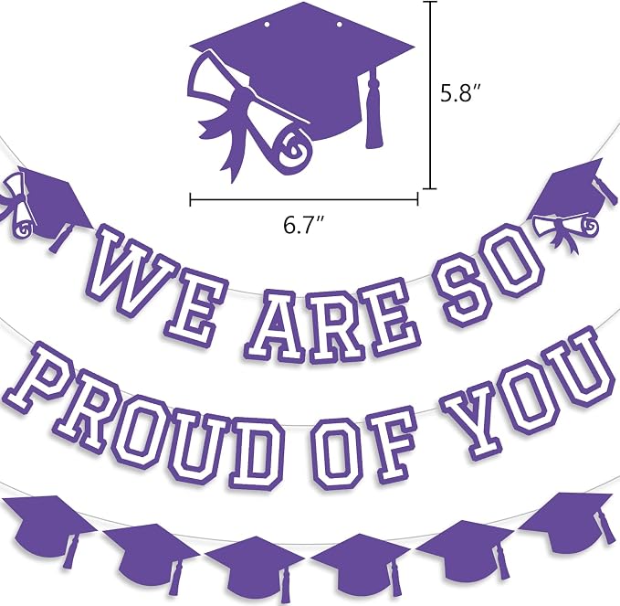 We Are So Proud Of You Banner Graduation Party Decorations Congrats Grad Cap - Image 2