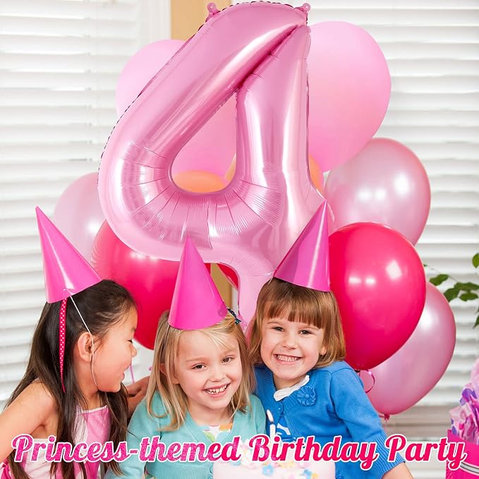 Pink Number 4 Balloon 40 Inch, Big Large Foil Helium Number Balloons, Jumbo - Image 4