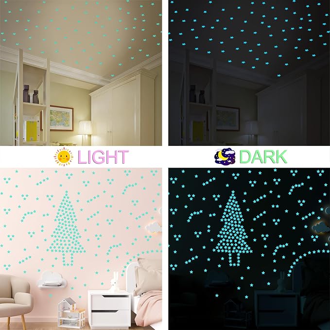 200pcs Glow in The Dark Luminous Stars Fluorescent Noctilucent Plastic Wall - Image 5