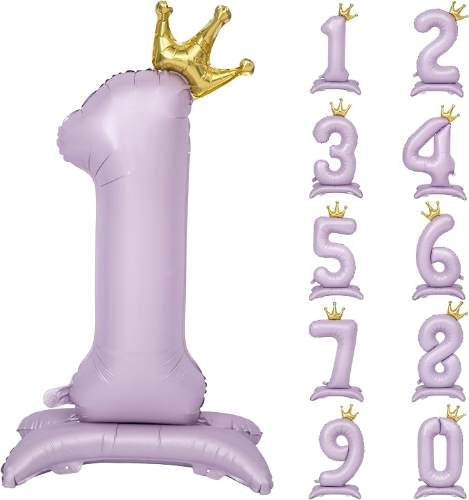 Standing Purple Crown Number 1 Balloon 40In Pastel Purple Crown 1 Balloon | by YOIOZAIZAI