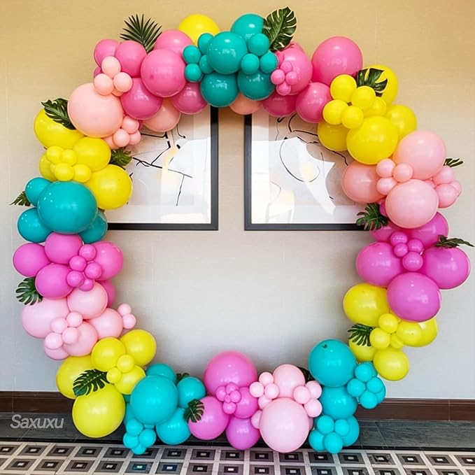 Tropical Balloons Arch Kit, Hawaiian Balloon Garland Arch Kit, Hot Pink Green - Image 6