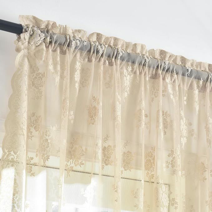 Kotile Extra Long Beige Sheer Curtains - Image 3