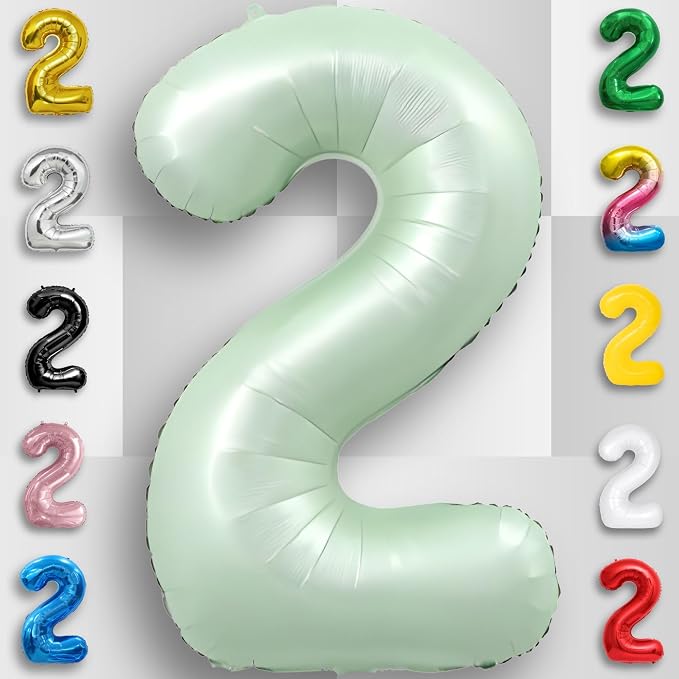 Green Number Balloon 2 Mylar Foil Balloons 32 inch - Image 5