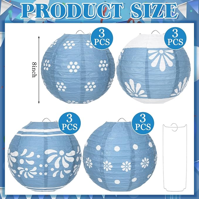 Baquler 12 Pcs Cielito Lindo Hanging Lanterns Party Decorations, 8 Inch Round - Image 2