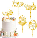 8Pcs Gold Happy Easter Cake Toppers Bunny Cupcake Decor by Wolpark