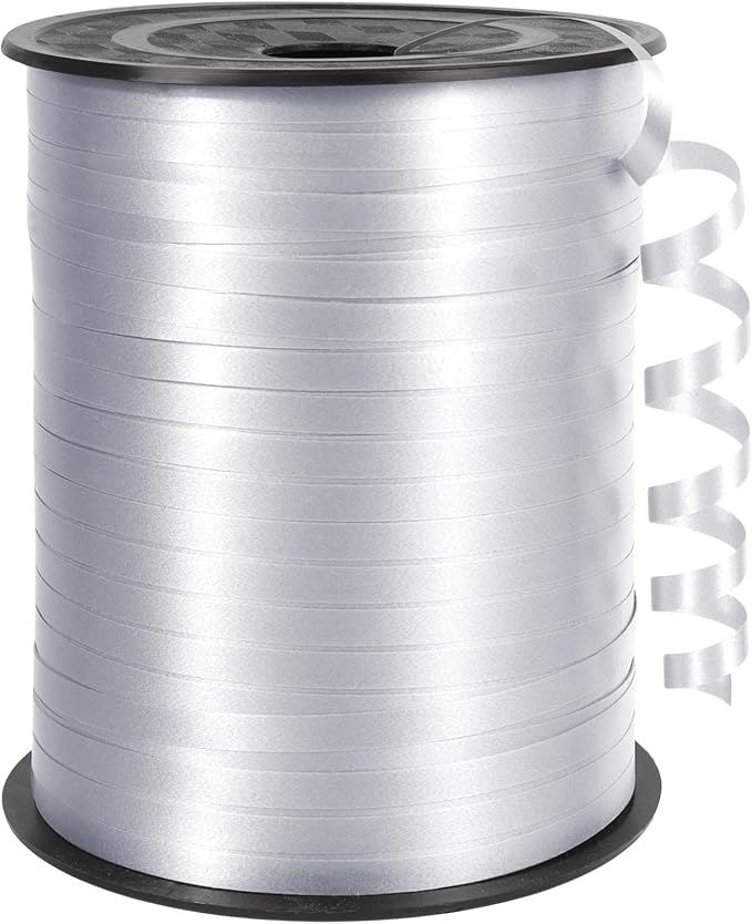 500 Yards Silver Curling Ribbon, 1/5 Inch Wide Balloons String Ribbons by Unknown