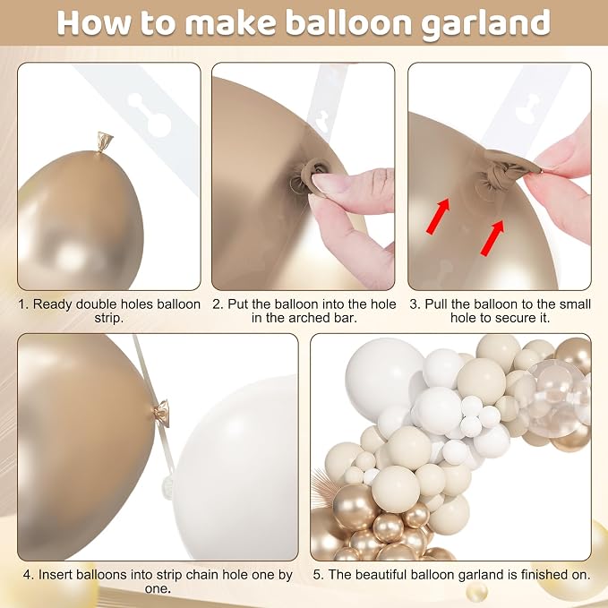 Ouddy Party 149Pcs White Sand Gold Balloon Arch Garland Kit 18 12 10 5 Inch | - Image 4