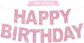 BEISHIDA Pre-Strung Glitter Pink Happy Birthday Banner Party Sign Decor | NO DIY by Beishida
