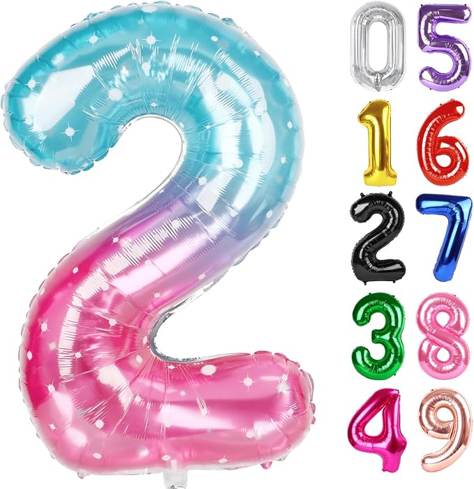 Starry Sky Number 2 Balloon 40 Inch, 2nd Birthday Decorations Men Women | Foil by IWERP