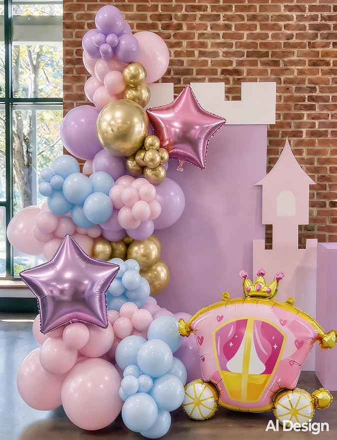 Princess Balloon Garland Arch Kit, Crown Star Foil, - Image 3