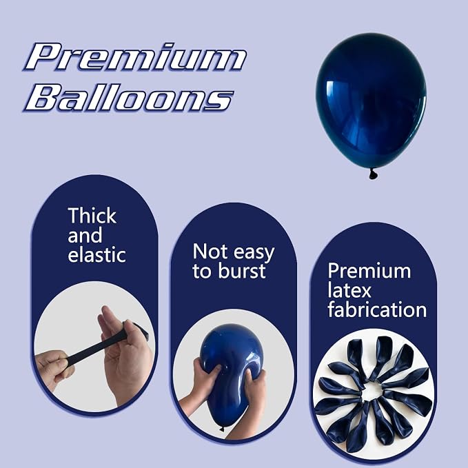 Navy Blue Balloons 145pcs Different Sizes 5in 10in 12in 18in Dark Blue Round - Image 3