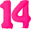 Pink Birthday Number 14 Balloons 40IN Fluorescent Pink 41 Foil Balloon | by YOIOZAIZAI
