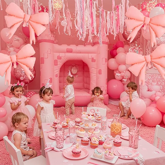 Vuzvuv 5 Pcs 30 Inch Foil Pink Bow Balloons - Image 5