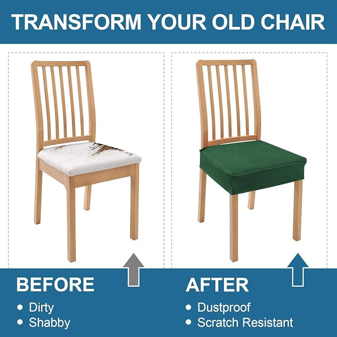 Smiry Waterproof Seat Covers for Dining Room Chairs, No Rear Covers | Stretch - Image 7