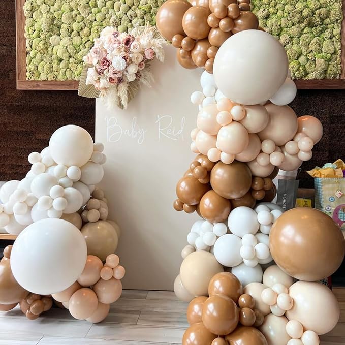 Awenztech 122pcs Nude Neutral Latex Balloons in 18 12 10 5 inches | Wedding - Image 6