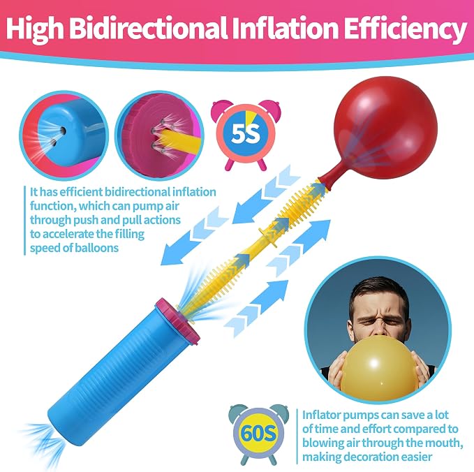 Balloon Pump Handheld Two Way Dual Action, Fast Manual Balloon Inflator - Image 3