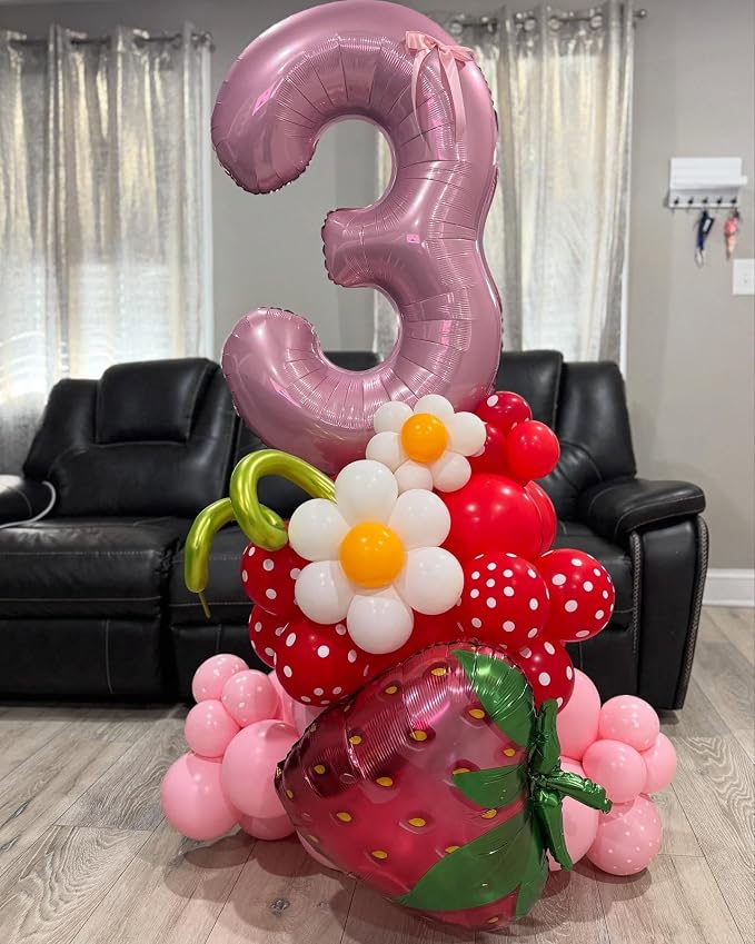 5 Balloon - Pastel Pink Birthday Number Balloons, 40 Inch Decorations | Pastel - Image 3