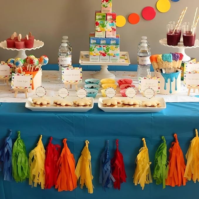 Vibrant Rainbow Tissue Tassel Garland - 9 ft. - Eye-catching Paper Tassels - Image 4