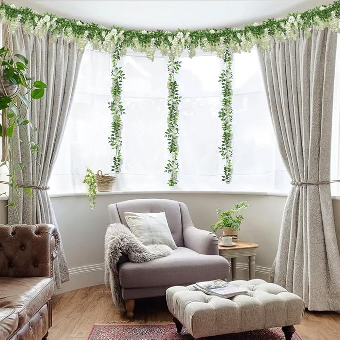 Findosom 4Pcs Total 28.8FT Wisteria Artificial Flowers Garland - Image 7