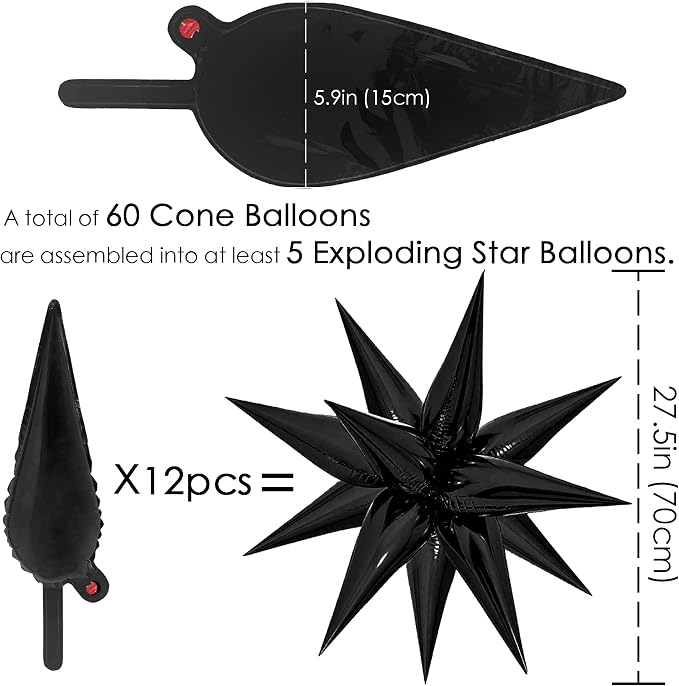 ZAKVOOR 60 Pcs Star Balloons 12 Spike Foil Explosion Party Decoration Balloons - Image 2