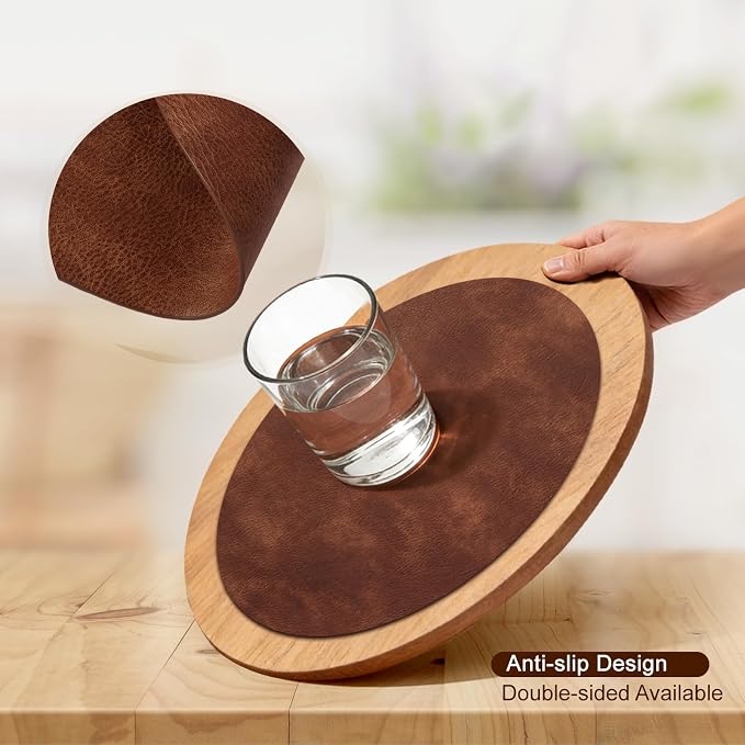 UnivoColors Placemats Round Faux Leather Placemats Set of 8-Waterproof-Wipe - Image 5