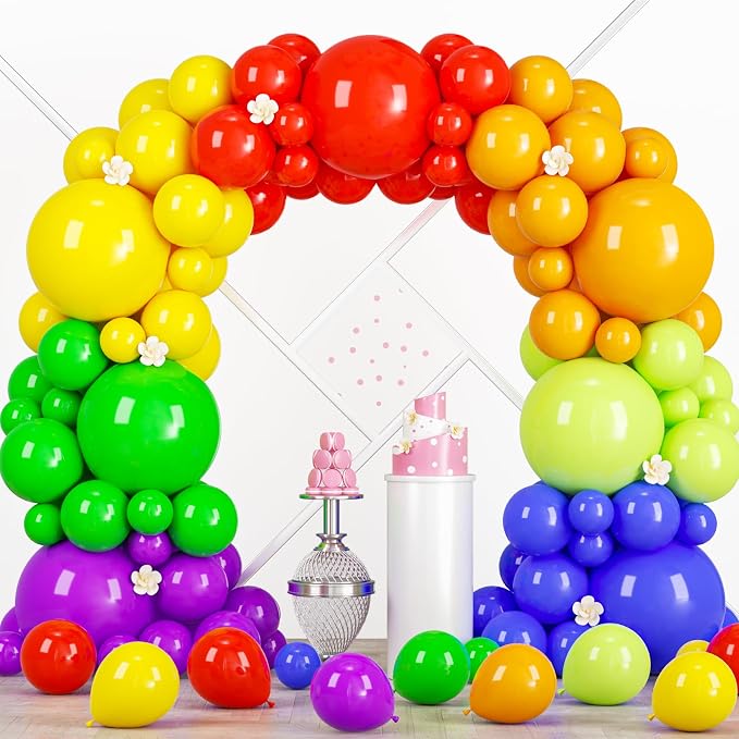 Voircoloria 98pcs Rainbow Balloons Garland Arch Kit, 18 12 10 5 Inch | by Voircoloria