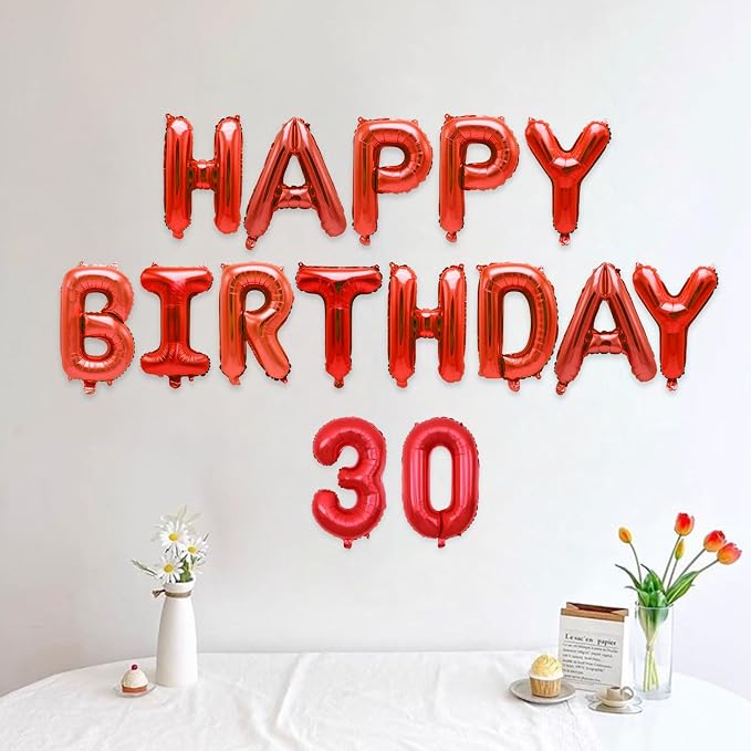 2 Set 20 Pcs Number Balloons 16 Inch Red 0-9 Number Mylar Foil Balloons Red - Image 7