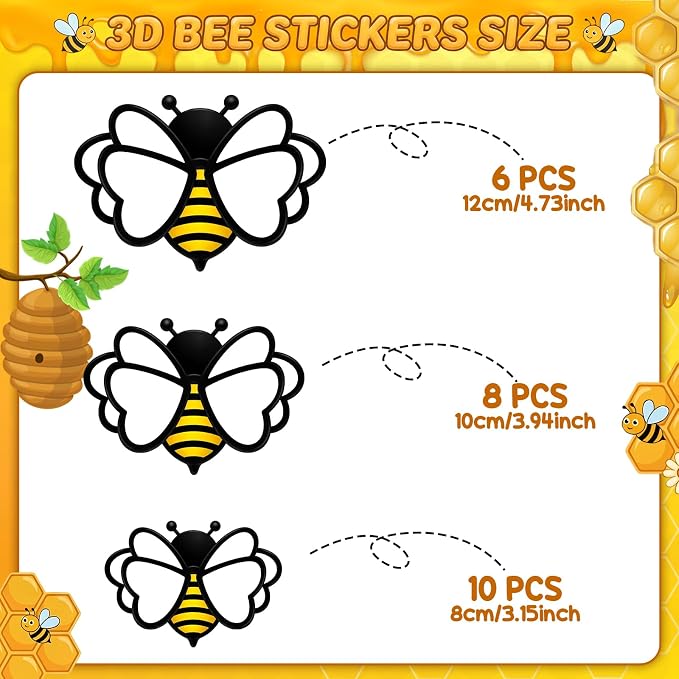 Gerrii 48 Pcs Honey Bee Honeycomb Decorations Include 8.2'' Wooden Hexagon 3D - Image 5