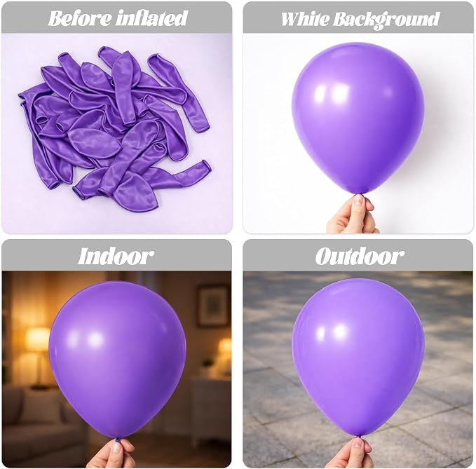 Voircoloria 105pcs Purple Party Latex Balloons, 12inch | - Image 3
