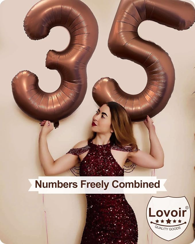 40 Inch Coffee Brown Number 9 Balloon Large Size Jumbo Digit Mylar Foil Retro - Image 3