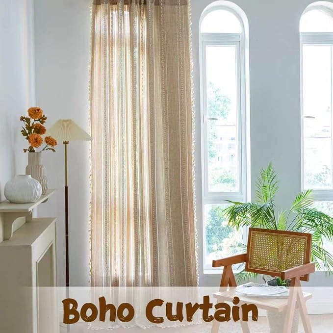 Sutuo Home Boho Curtains for Bedroom Living Room 102 Inches Length, Light - Image 7