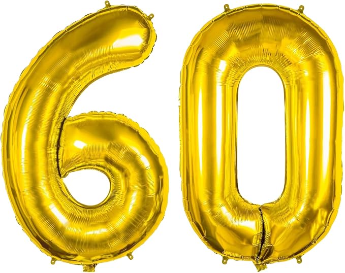 40 Inch Number Balloons 60 Gold Big Giant Jumbo Number Foil Mylar Balloons - Image 3