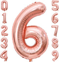Rose Gold 6 Number Balloons, 40 Inch Big 6 Balloon Numbers Rose Gold 6 Foil by BBPOOL