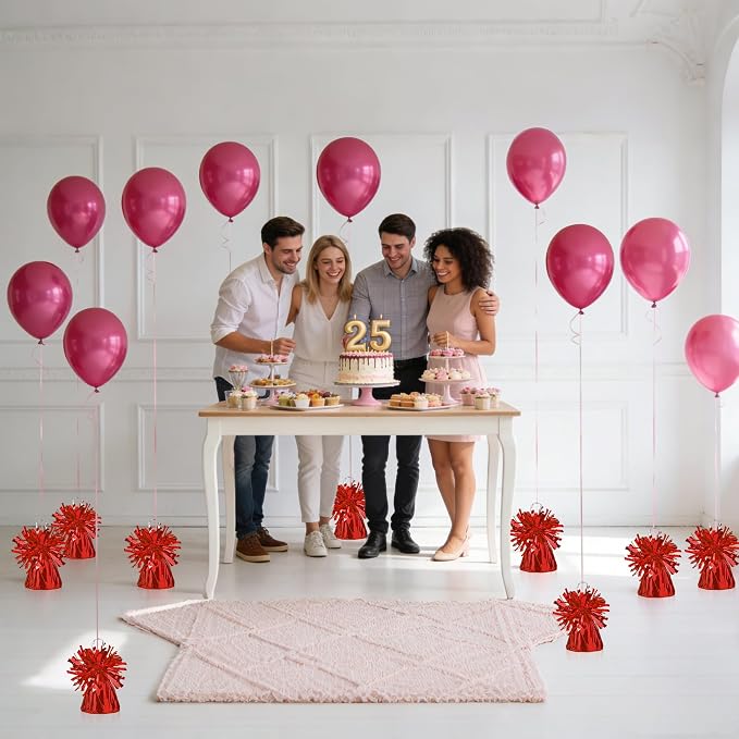 9 PCS Metallic Wrapped Balloons Weights Red Helium Balloon Weight Balloon - Image 5