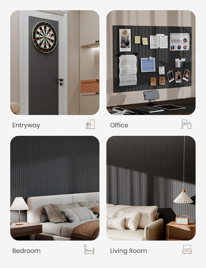 Bumusty Large Cork Board Alternative-36 x24 Felt Bulletin Board Tiles, with 30 Pushpins, 40 Adhesive Tabs, 6-Pack Slat Wall Paneling, Cork Boards for Office Push Pin Board Felt Board-Charcoal Gray