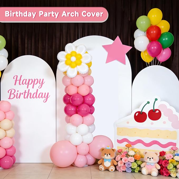 Hemmotop Wrinkle Free White Arch Backdrop Cover Set of 3-6ft, 4ft | Stretchy - Image 3