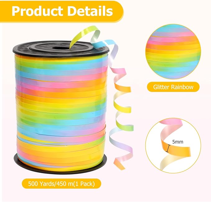 Balloon String, Kaluofan Wide Curling Ribbon, Extra Long 1/5" Wide x 500Yd | - Image 4